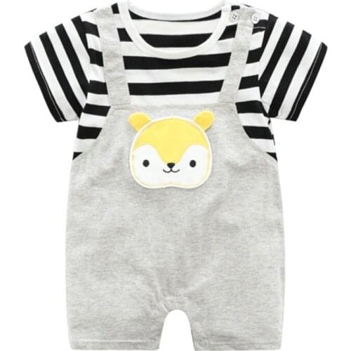 Summer Boy Cute Rompers Toddler Newborn Infant Baby Boy Girl Short Sleeve Stripe O-neck Romper