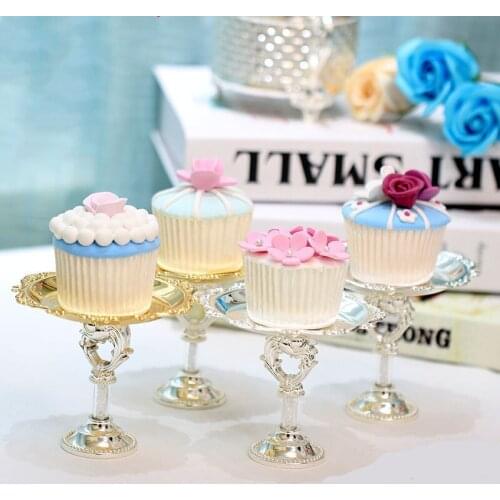 2Pcs/Set Metal Storage Tray European Mini Cupcake Fruit Plate Snack Stand Party Wedding Baking Dessert Table Decor Organizer