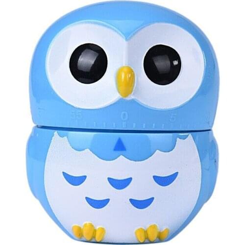 Cute Owl Kitchen Timer Counting Cooking Mechanical Reminder Alarm Decor Blue