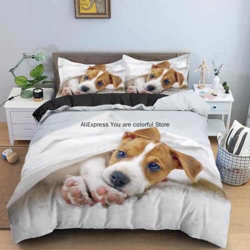 Cute Jack Russell Dog Luxury Queen King Single Bedding Set Duvet Cover with Pillowcase for Kids Adult Bedclothes