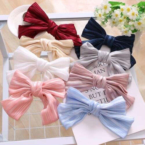 IPARAM Fashion Big Bow Ribbon Hair Clips For Women Girls Satin Trendy Ladies Hair Clip New Cute Barrette Hair Accessories