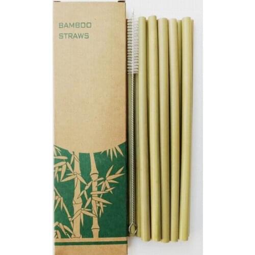 100sets Bamboo Straws Sets Reusable Eco Friendly Handcrafted Natural Bamboo Drinking Straws and Cleaning Brush