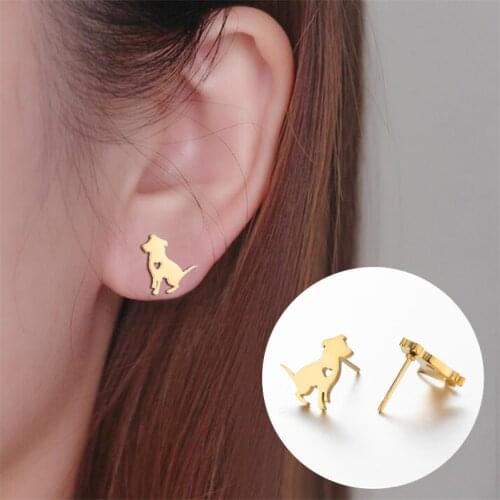 Gothic New Ladies Fashion Hot Sale Cute Dog Earrings Vintage Rose Gold Earrings Silver Color Best Dog Animal Earrings 2020 Trend