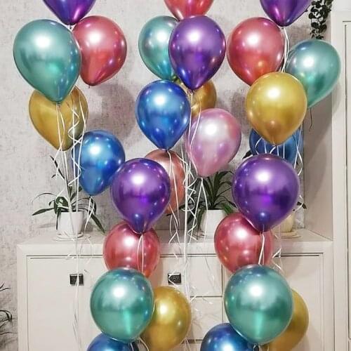 10pcs 5/10/12inch Metallic Chrome Rose Gold Silver Latex Balloons Baby Shower Wedding Birthday Party Decoration Supplies Globos