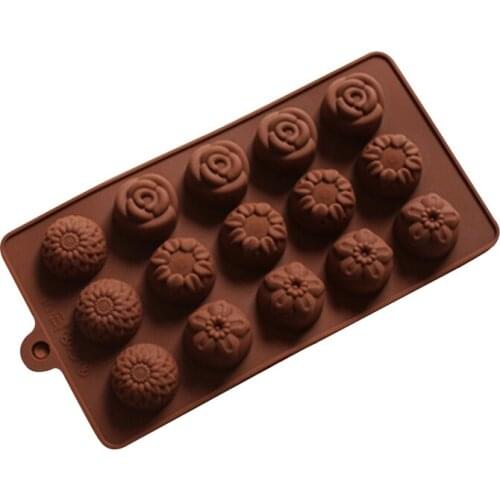 15 Floral Silicone Cake Mold Baking Tools Jelly Chocolate Muffin Baking Bakeware Diy Flower Mould Cake Decoration
