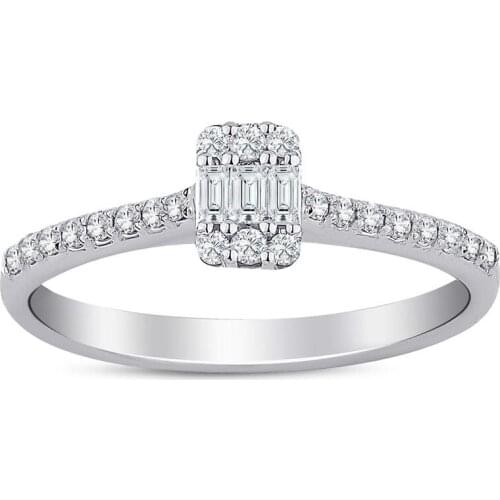 Symbol Gold 0.24 Carat Diamond Ring Baguette Chic Jewelry LoverRings Moissanite Engagement Anniversary Wedding For Women