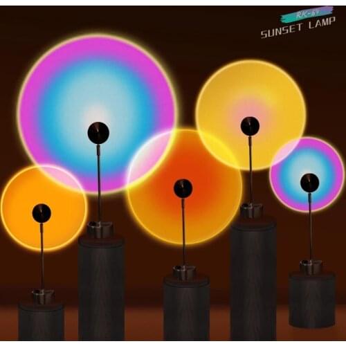 Led Night Light Rainbow USB Sunset Projection Lighting 180 Degree Rotation Rainbow Projection Lamp Party Living Room Bedroom