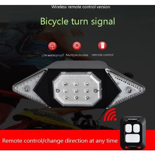 LED Bicycle Turn Signal Mountain Bike Outdoor Night Riding Rear Warning Light Wireless Remote Control Waterproof Car Tail Light