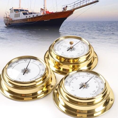 4pcs/set Thermometer Hygrometer Barometer Watch Clock Copper Shell Zirconium Marine for Weather Station