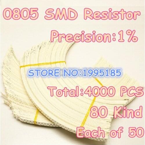 4000pcs/lot SMD (10R-910K ) 0805 pack kit 1% accuracy , electronic component package 80Kind*50pcs=4000pcs