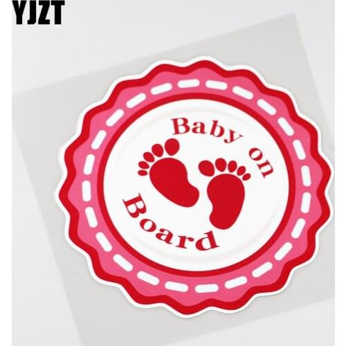 YJZT 15CMX15CM Baby ON Board Car Sticker Baby Footprints Pvc Decal 13A-0046
