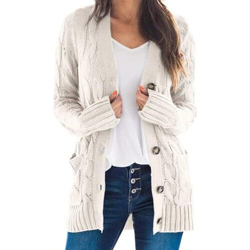 Woman All-Match Long Sleeve Sweaters 2021 Autumn New Fashion V Neck Women Jacket Solid Color Twist Single Breasted Tops 2021