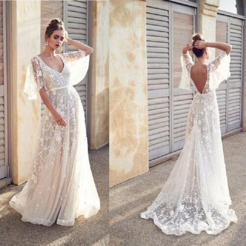 Women Long Dress Sexy Deep V Neck Casual Party Dress Backless Summer Lace White Dresses Bridesmaid Formal Ladies Vestidos