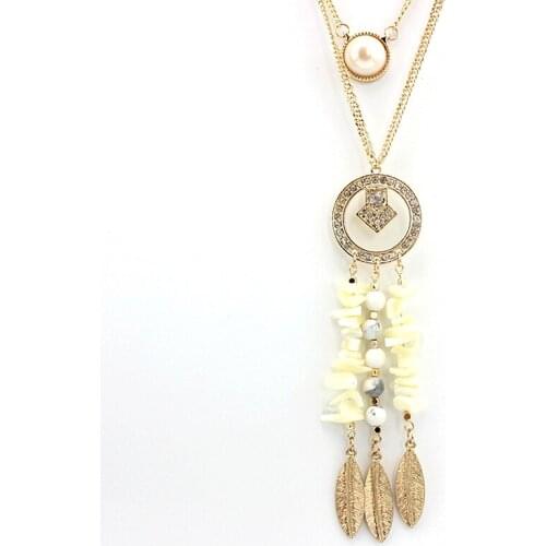 Female Tassel Pendant Crystal Multilayer Necklace Simulated Pearl Long Necklaces Women 2019 Vintage Jewelry Bijoux SNE160090
