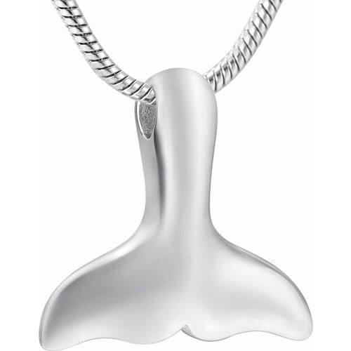 Mermaid Tail Pendant Necklace For Pet/Human Ashes Shiny Polish Cremation Pendant Jewelry Whale Tail Pendant Necklace Women