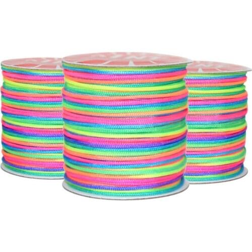 1MM 80Yard/Roll RainBow MultiColor Chinese Knot Beading Nylon Macrame Lace Rope Cord Thread For Charm Shoes Jewelry Making