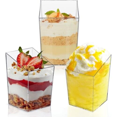 24pcs Disposable Plastic Dessert Cup Tableware Transparent Mini Ice Cream Mousse Cup For Jelly Yogurt Dessert