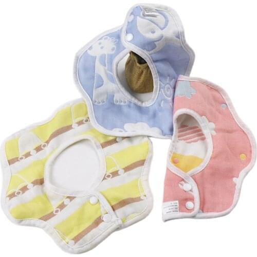 2Pcs/Lot Baby Bibs Baby Rotating Cotton Bibs 6Layers Gauze Muslin Newborn lnfant Saliva Towel Feeding Accessories Color Baby bib
