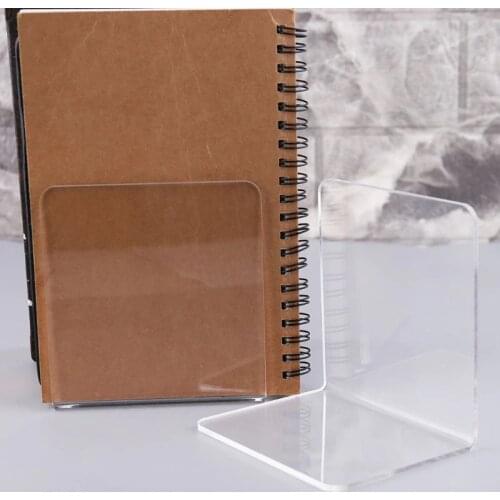 2Pcs Clear Acrylic Bookends L-shaped Desk Organizer Desktop Book Holder School Stationery Office Accessories X3UB
