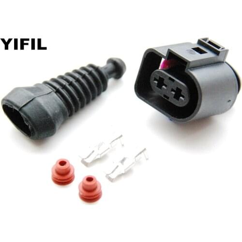 5/10pcs/lot 2 Pin/Way Polig STECKER Electronic Fan Connector Plug With Rubber Boot Roll For AUDI VW SKODA 1J0 973 752 1J0973752