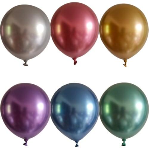 5pcs 18inch Chrome Rose Gold Latex Balloons Gold Silver Blue Metallic Helium Globos Birthday Party Wedding Decoration Supplies