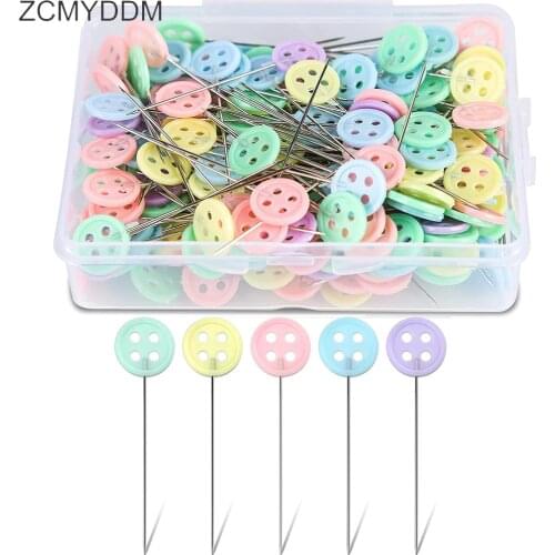 ZCMYDDM 50/100PCS Button Head Straight Pins Plastic Sewing Pins in a Box for Quilting Fabric Dressmaking DIY Sewing Accessories