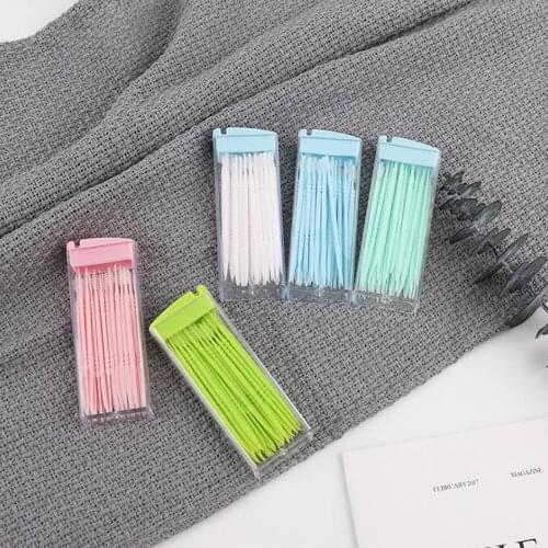 50Pcs/Sets Portable Plastic Cleaning Toothpicks, Household Daily Use, Multi-purpose Travel Two-end Dental Floss Stick