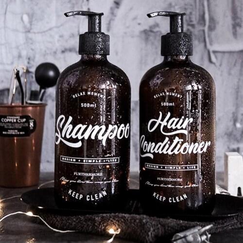 500ml Soap Shampoo Bottle Bathroom Body Wash Hair Conditioner Dispenser Brown Plastic Bath Lotion Storage Travel Sub-bottling