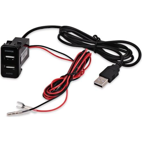 5V 2.1A Car USB Interface Socket Charger Adapter and USB Audio Input Socket for TOYOTA Hilux VIGO With USB Audio