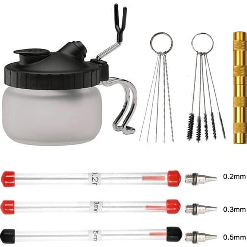 11Pcs/set Airbrush Cleaning Kit For Spray Gun Nozzle Cleaning Repair Tool Kit Needle & Brush Set For Air Brush Tools