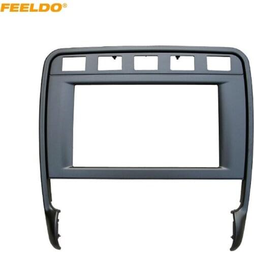 FEELDO 2DIN Car Stereo Radio Fascia Plate Panel Frame for Porsche Cayenne Turbo 2009 CD/DVD Radio Panel Dashboard Frame Mount