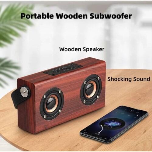 Portable Bluetooth Wood Speaker Wireless Speaker Sound System Stereo Music Surround Waterproof Home Subwoofer Support FM Radio