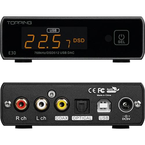 Topping E30 AK4493+AK4118 DAC Decoder Hi-Res Audio XMOS XU208 PCM 32 bit/768kHz DSD512 with Remote Control Touch Operation