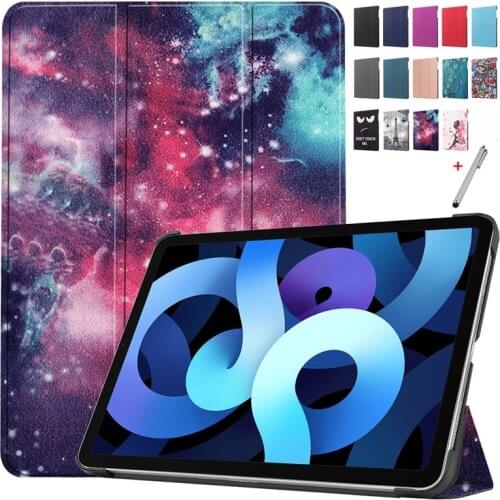 For iPad Air 4 Case Smart Painted Magentic Tri-folding Hard Back Tablet Cover for iPad Air 2020 10 9 4th Generation Case Cover
