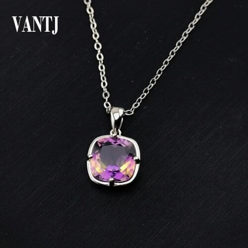 CSJ elegant ametrine pendant dterling 925 silver natural gemstone fine cutting cushion10mm jewelry necklace for Women party gift