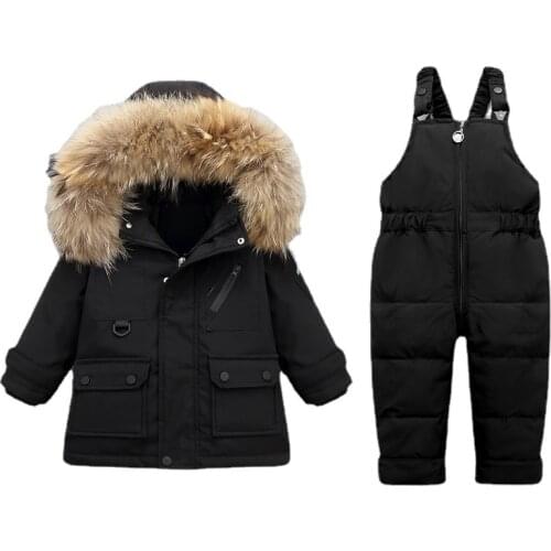 Baby Down Jacket Boys Suit Childrens Baby Toddler Two-piece Suit 1-5 Years Old Childrens Western Style Thicken