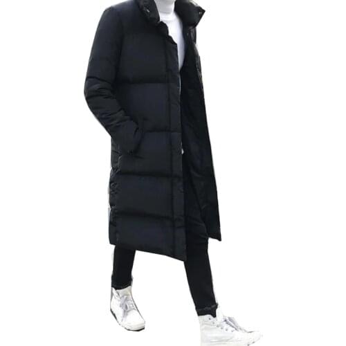 Long down jacket mens luxury brand coat mens winter solid color black coat plus size 4XL thick coat mens slim coat