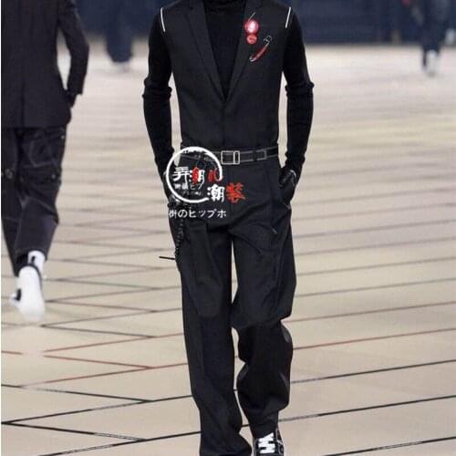 Men New Spring Plus Size Vest Jumpsuit Overalls Runway Fashion Slim Jumpsuits Siamese Custom Stage Model Singer Costumes S-6XL