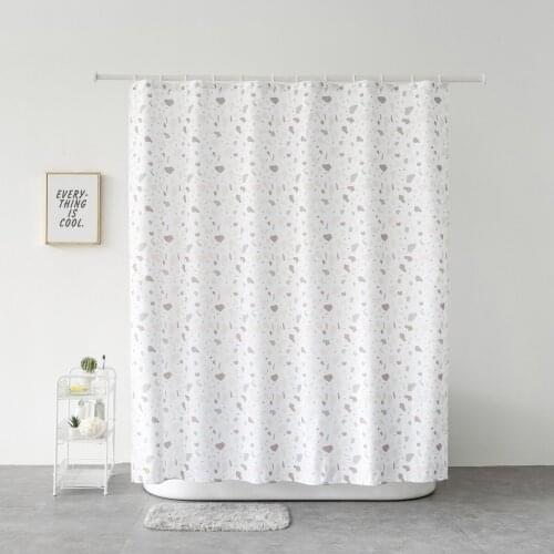 Home Furnishing Pure Color Printed Shower Curtain Shower Screen Bathroom Waterproof Curtain Bathroom Accessories with 12 Hooks