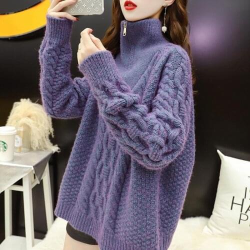 Women 2021 Autumn Winter New Loose Thickened Warm Jumpers Female Turtleneck Sweater Tops Ladies Solid Color Knitted Tops P327