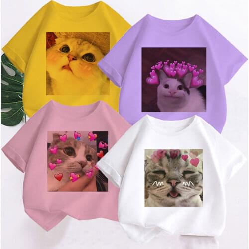 Boy Animal Cartoon Avatar Cute Cat Pattern T-Sirt Children Short-sleeved Summer Comfortable Fashion Girl Baby Unisex Top