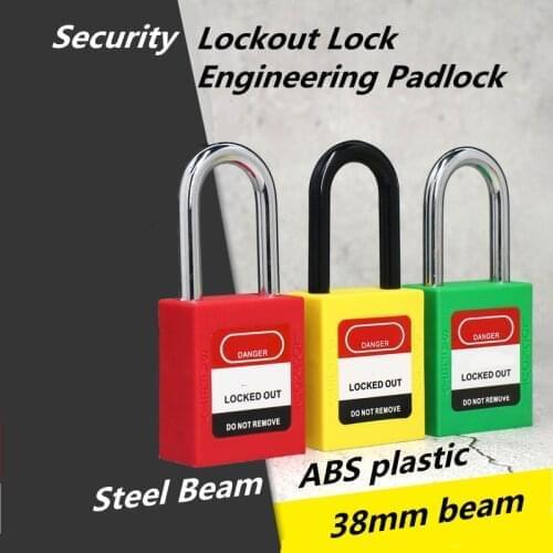 Engineering plastic insulation padlock 38mm beam safety lockout tag lock loto energy isolation lock with 1 key
