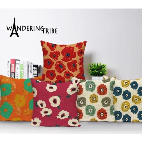 Colorful Flower Cushion Cover Bright Flowers Pillow Cover Plant Home Decor Sofa Chair 45x45 Decorative Pillow Cases Kissenbezug