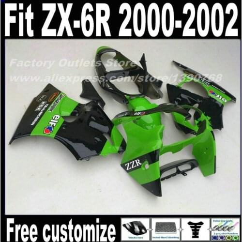 Hot Sale fairing kit for Kawasaki ZX-6R Fairings 2000 2001 2002 green black motobike Ninja 636 ZX-6R 00 01 02 FA65