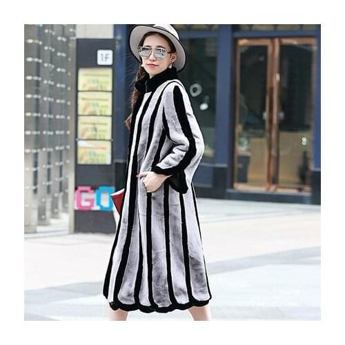 Top brand Long design Women Fashion Stripe Plus Size Coat N22 high quality