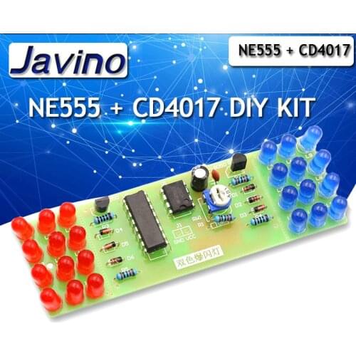 Electronic DIY Kit Red Blue Double Color Flashing Lights Strobe NE555 + CD4017 Electronic Practice Learning Kits Suite
