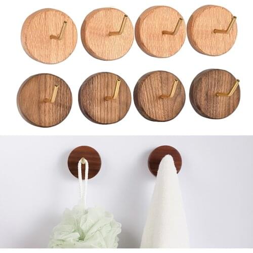 Punch-free Wall Hanging Hook Nordic Design Wooden Clothes Hanger Heavy Duty Towel Hat Wall Mounted Hook