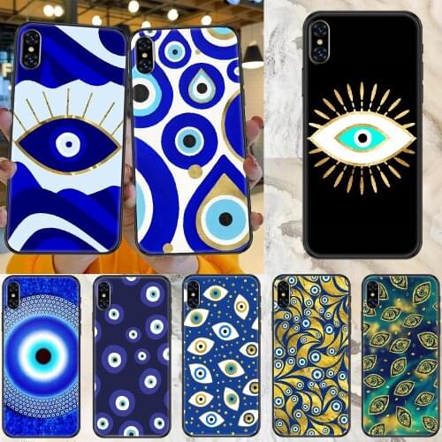 Nazar Boncuğu Evil eye Phone Case Cover Hull For iphone 5 5s se 2 6 6s 7 8 12 mini plus X XS XR 11 PRO MAX black fashion