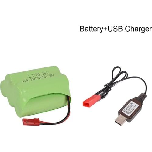 6v 2800mah NIMH Battery with USB Charger 6v Ni-MH battery pack for RC toy Car Boat GUN TANK Truck Train RC toy Battery JST plug