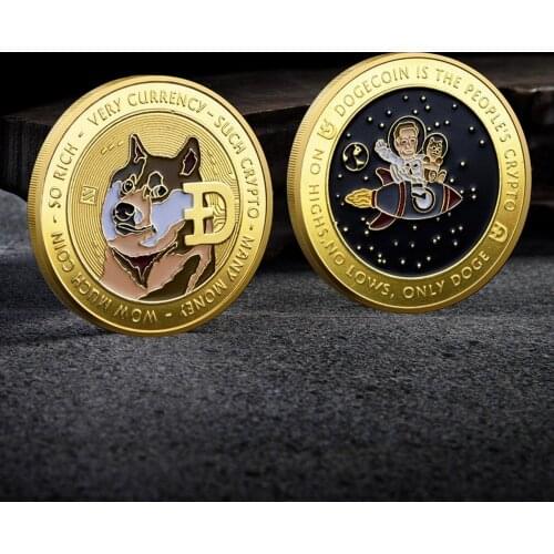 NEW Doge Coin Shiba Inu Coin Space Double-sided Paint Embossed Commemorative Coin Digital Virtual Coin Collection Gift
